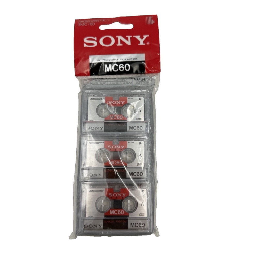 Vtg MicroCassettes Sony MC60 3 pcs Sony Voice Recorder Cassette Japan SEALED